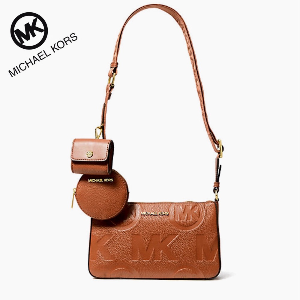 MICHAEL KORS Jet Set Logo Leather Crossbody Bag With Case for Apple Airpods Pro®